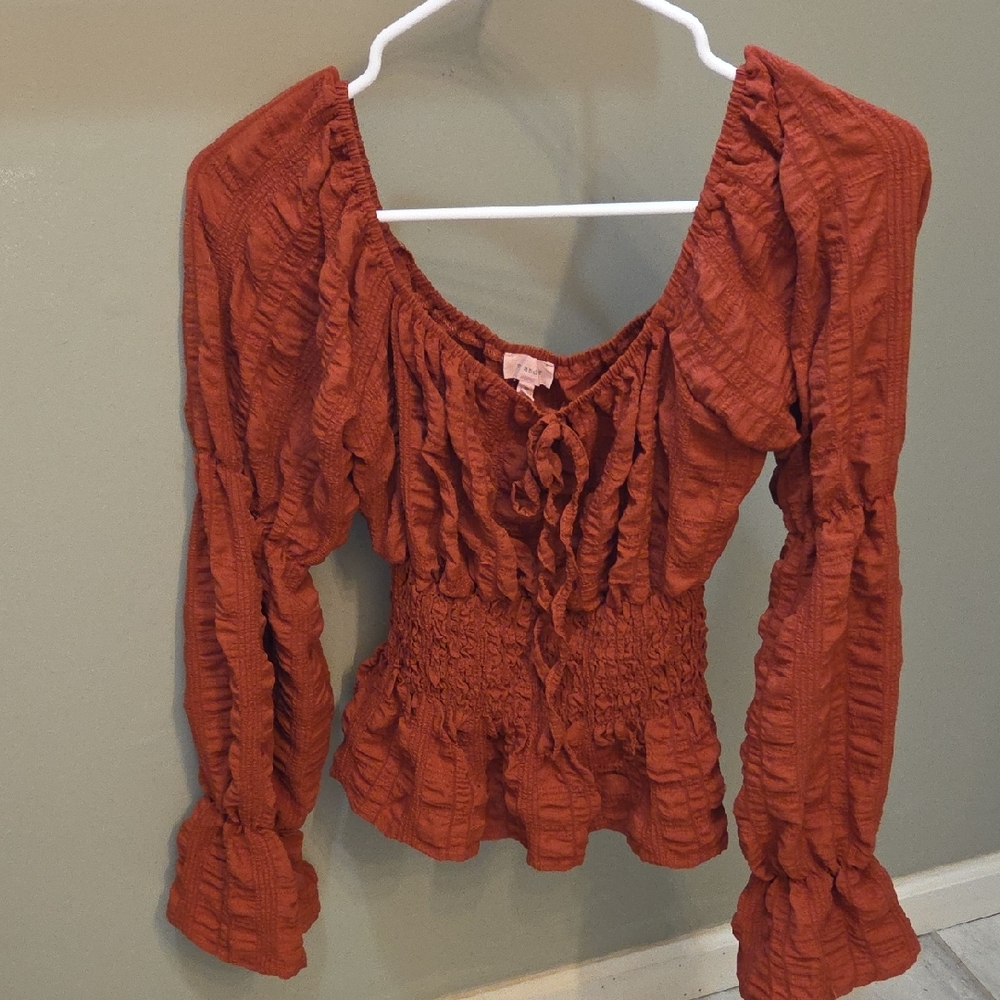 Rust Smocked Women's Top